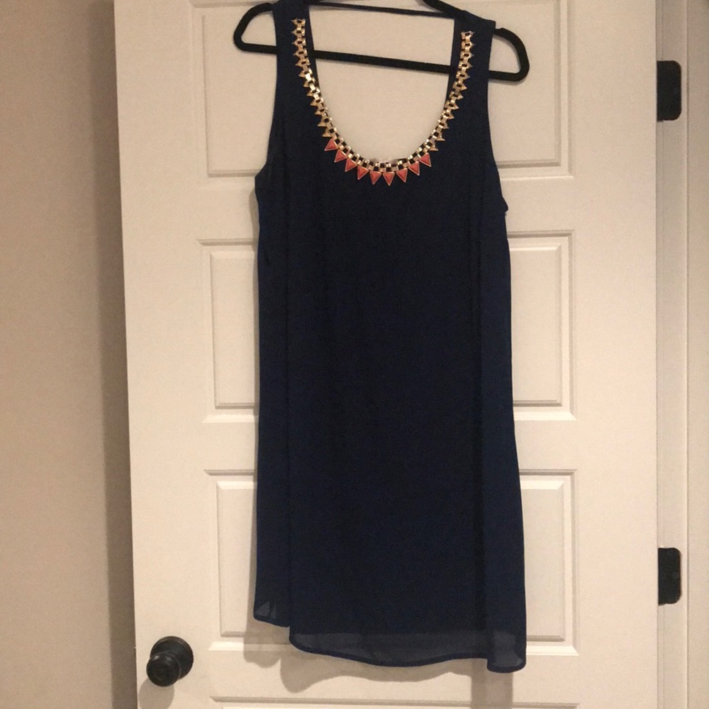 Navy blue sleeveless dress